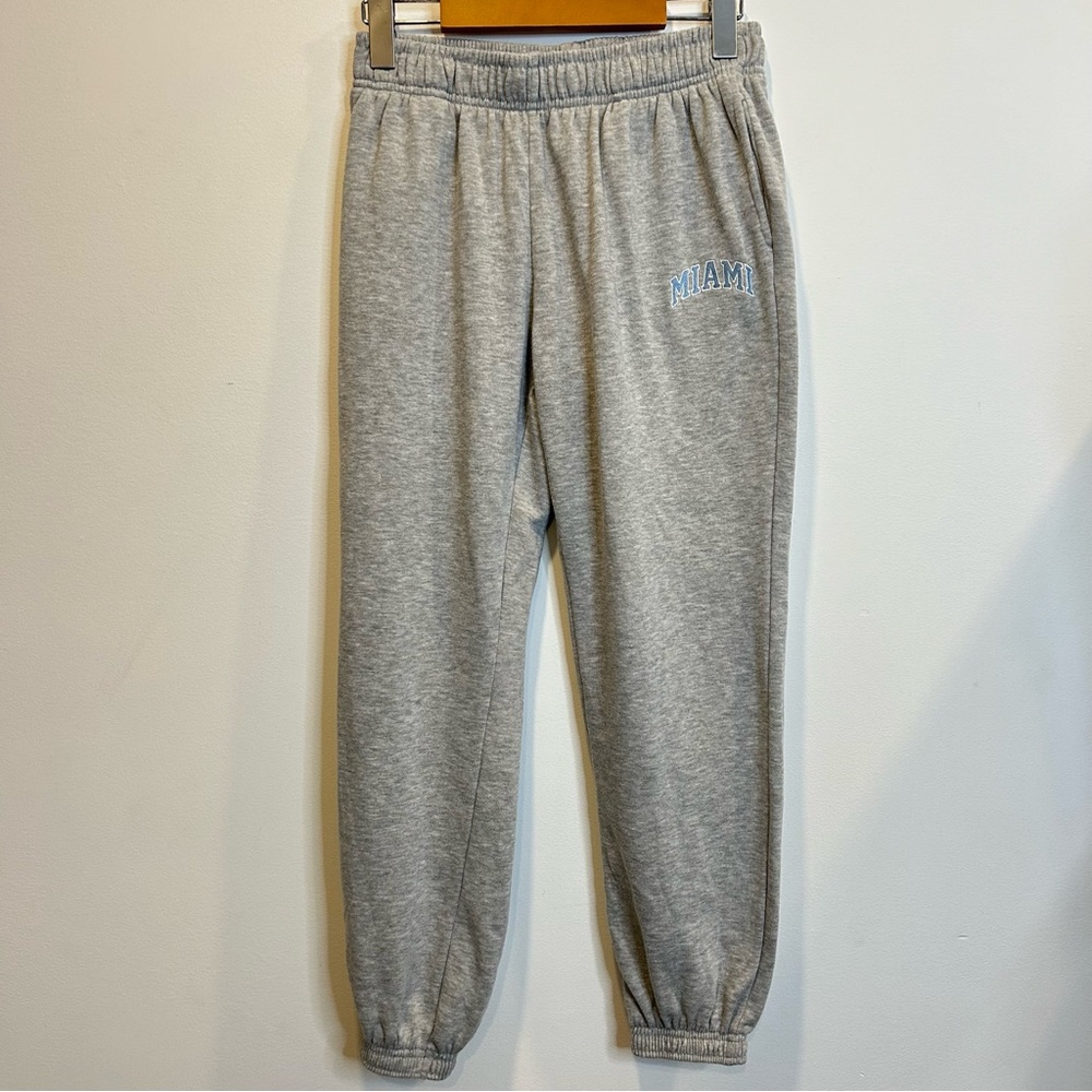 Urban Planet U Kids Girls Miami Embroidered Fleece Joggers Grey